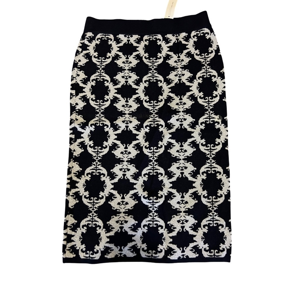 NY&Co Black Silver Metallic Pencil Skirt NWT M - Picture 2 of 16